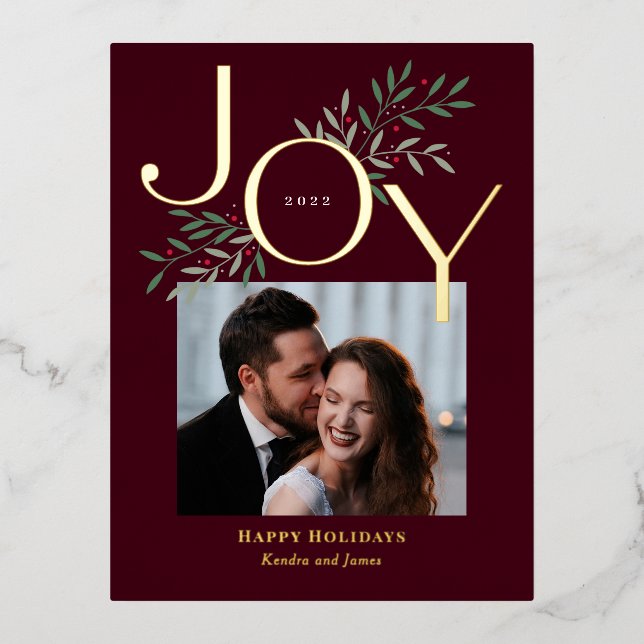 Luscious Joy Foil Holiday Postcard Christmas Card (Front)