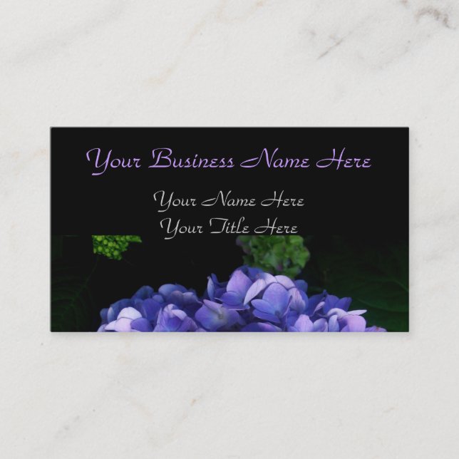 "Luscious Lavender Hydrangea" Business Card (Front)