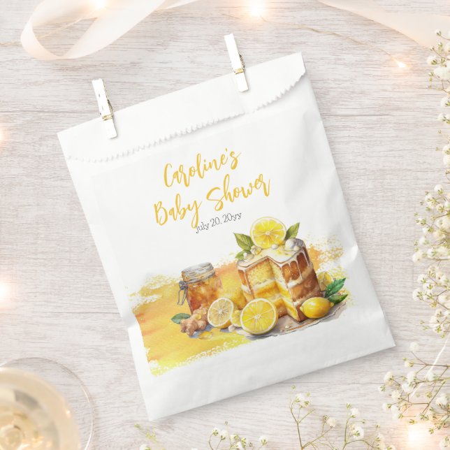 Luscious Lemon Cake Ginger Tea Baby Shower Favour Bag (Clipped)