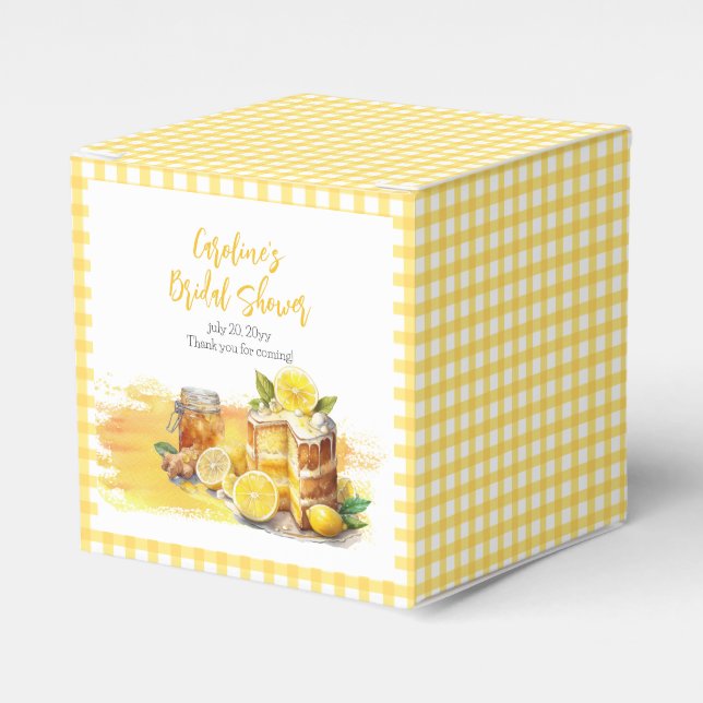 Luscious Lemon Cake Ginger Tea Bridal Shower Favor Box (Front Side)