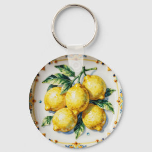 Luscious Lemons Ceramic Vibrant Italian Keychain
