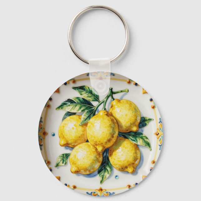 Luscious Lemons Ceramic Vibrant Italian  Keychain (Front)
