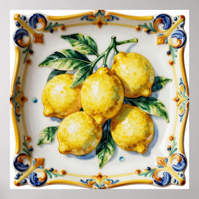 Luscious Lemons Ceramic Vibrant Italian  Poster (Front)