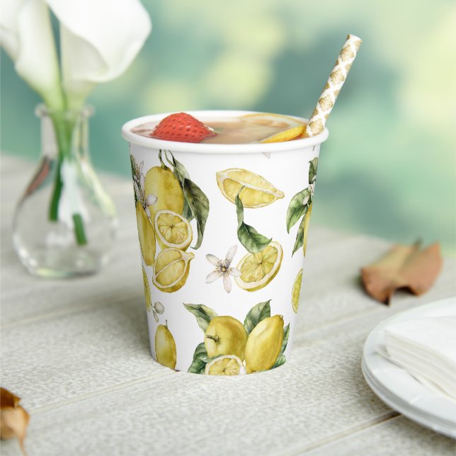 Luscious Lemons Pattern Paper Cups (Insitu)