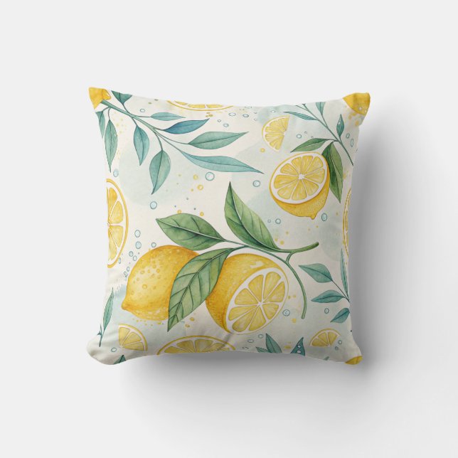 Luscious Lemons Small Square Accent Pillow (Front)