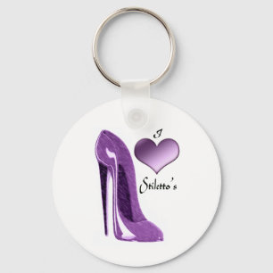 Luscious Lilac Stiletto Shoe and 3D Heart Keychain