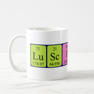 Luscious periodic table word mug