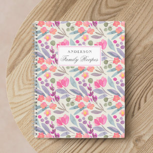Luscious Pink and Purple Floral Family Recipe Book