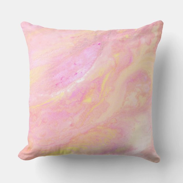 *~* Luscious Pink  Marble Abstract Iridescent Throw Pillow (Front)