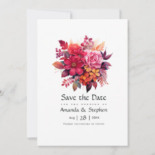 Luscious Red Floral Wedding Save The Date