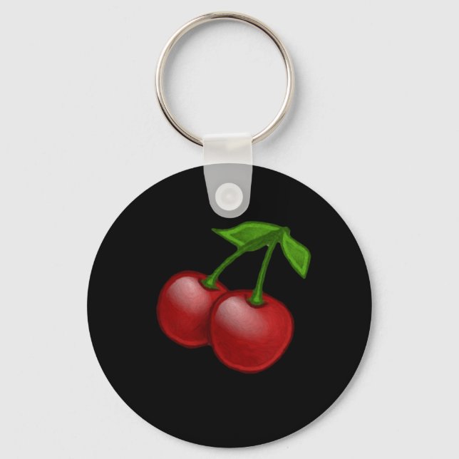 Luscious Retro Cherries Keychain (Front)