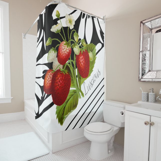 Luscious Strawberries on Black and White Graphic (In Situ)