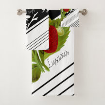 Luscious Strawberries on Black and White Graphic