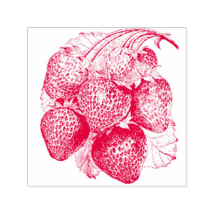 Luscious Summer Strawberry Rubber Stamp