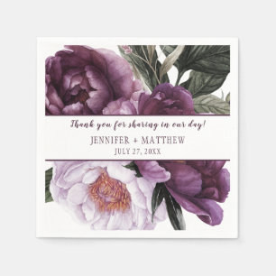 Luscious Vibrant Purple Plum Peonies Reception   Napkin