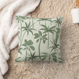 Lush Accent: Botanical Palm Vintage Sage Throw Pillow