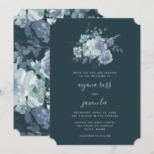 Lush and Moody Peony Bouquet Wedding Invitation