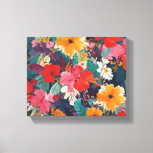 Lush and Vibrant Floral Pattern Canvas Print (Front)