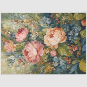 Lush Blooming Floral Arrangement Decoupage Tissue Paper