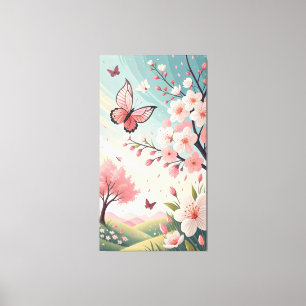 lush blooming flowers in various shapes and pastel canvas print