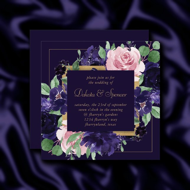 Lush Blossom | Dark Purple and Pink Rose Floral Invitation (Creator Uploaded)