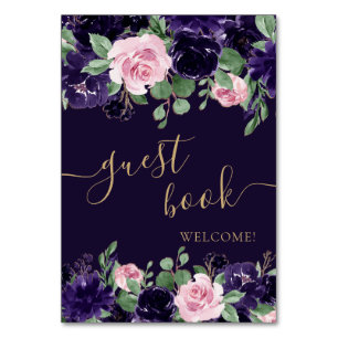 Lush Blossom   Purple and Pink Floral Guestbook Table Number