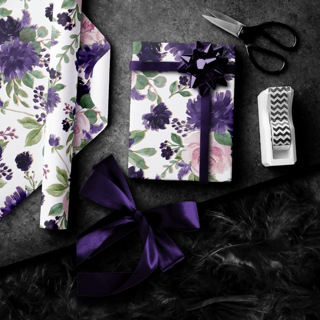 Lush Blossoms | Purple and Pink Floral Pattern Wrapping Paper (Creator Uploaded)