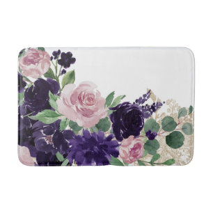 Lush Blossoms Purple and Pink Floral Shimmer Bath Mat