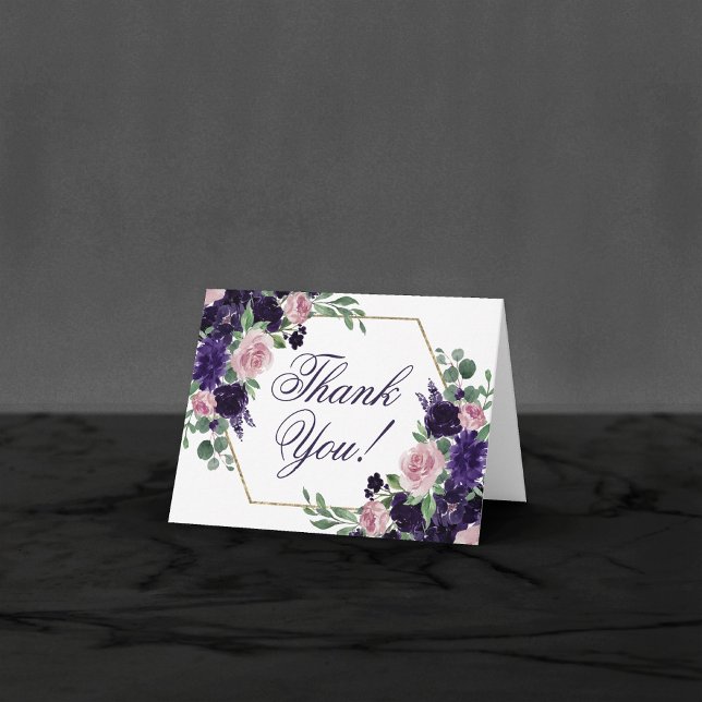 Lush Blossoms | Purple and Pink Rose Bouquet Frame Thank You Card (Creator Uploaded)