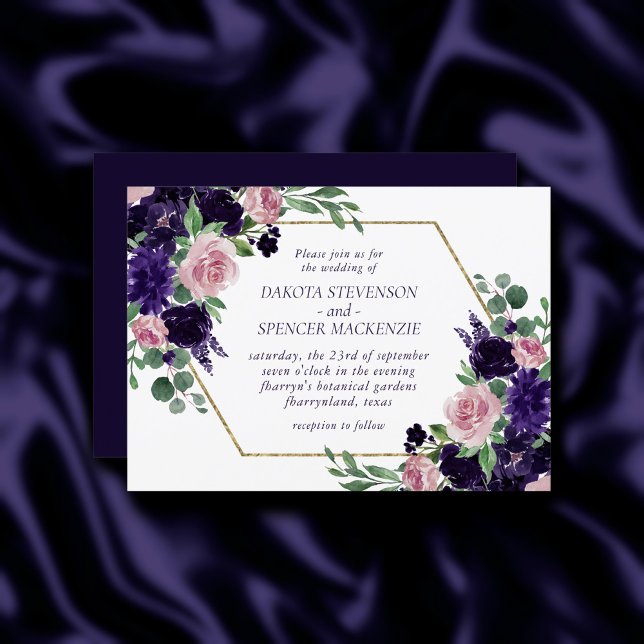 Lush Blossoms | Purple and Pink Rose Bouquets Invitation (Creator Uploaded)