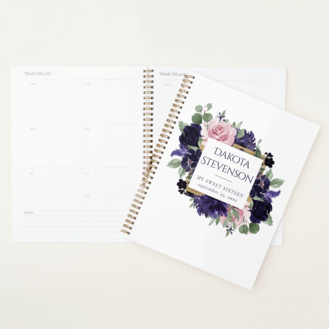 Lush Blossoms | Purple and Pink Rose Floral Custom Planner (Display)