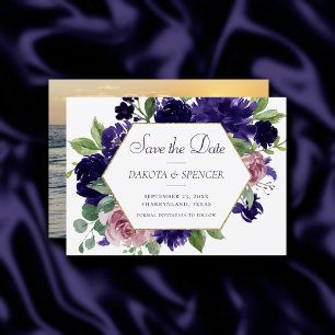 Lush Blossoms   Purple and Pink Rose Wreath Photo Save The Date