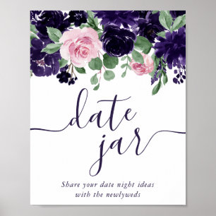 Lush Blossoms Purple and Pink Roses Date Jar Poster