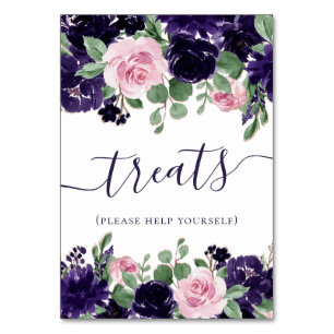 Lush Blossoms Purple and Pink Roses Treats Table Number