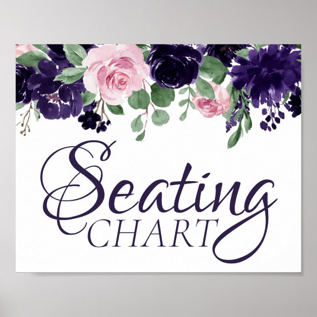 Lush Blossoms | Purple and Pink Seating Chart Sign (Front)