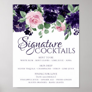Lush Blossoms   Purple and Pink Signature Drinks Poster