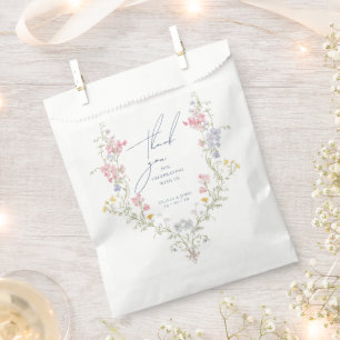 Lush Blue Boho Wildflowers Elegant Wedding Favour Bag