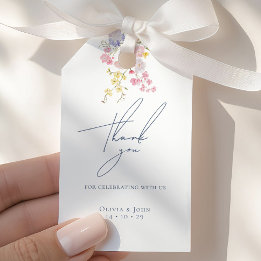 Lush Blue Boho Wildflowers Elegant Wedding Gift Tags