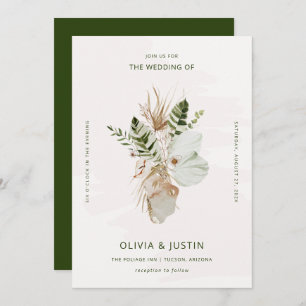 Lush Boho   Tropical Botanical Wedding Invitation