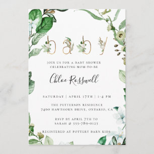 Lush Botanical Greenery Baby Shower Invitation