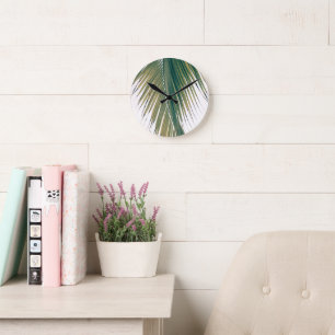 Lush Caribbean Palm 3 #palm#tropical Round Clock