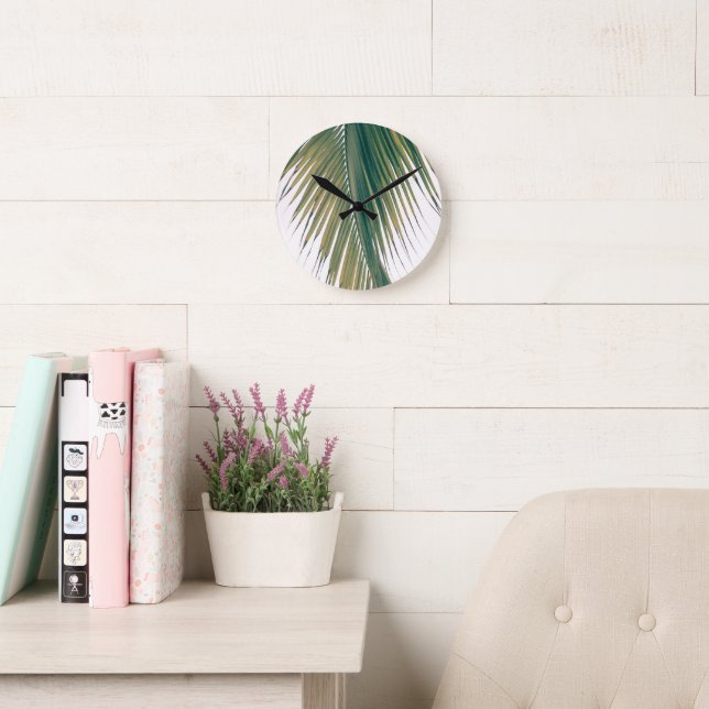 Lush Caribbean Palm 3 #palm#tropical  Round Clock (Reading Room)