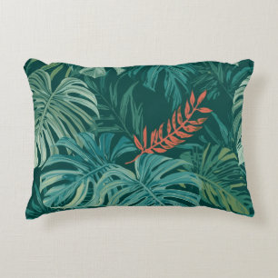 Lush Emerald Jungle Print Accent Pillow