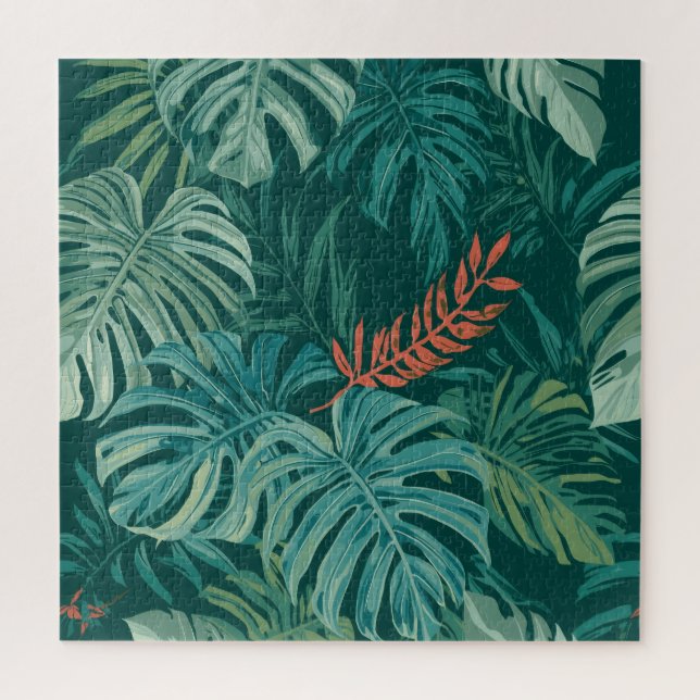 Lush Emerald Jungle Print Jigsaw Puzzle (Vertical)