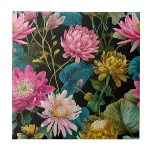 Lush Exotic Leaves BOHO Tropical Pattern Botanical Tile