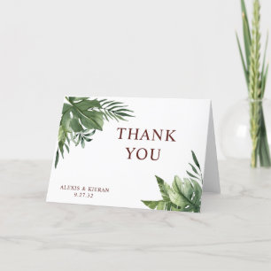 Lush Exotic Tropical Palm Leaves Thank You Card