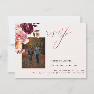 Lush Fall Floral Mariage QR Code carte RSVP