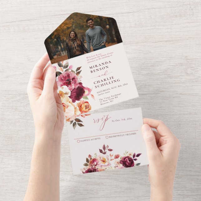Lush Fall Floral Mariage Tout en une invitation (Déchirure)