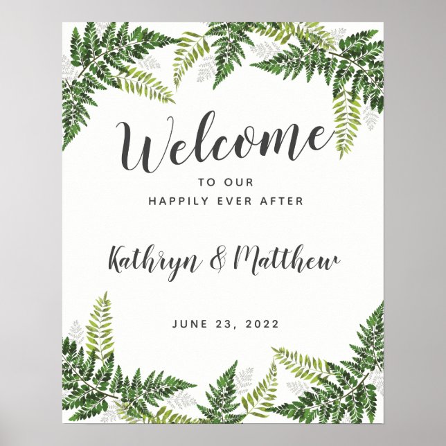 Lush Fern Tropical Botanical Mariage Affiche de bi (Devant)