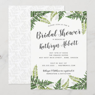 Lush Fern Tropical Botanical Wedding Bridal Shower Invitation
